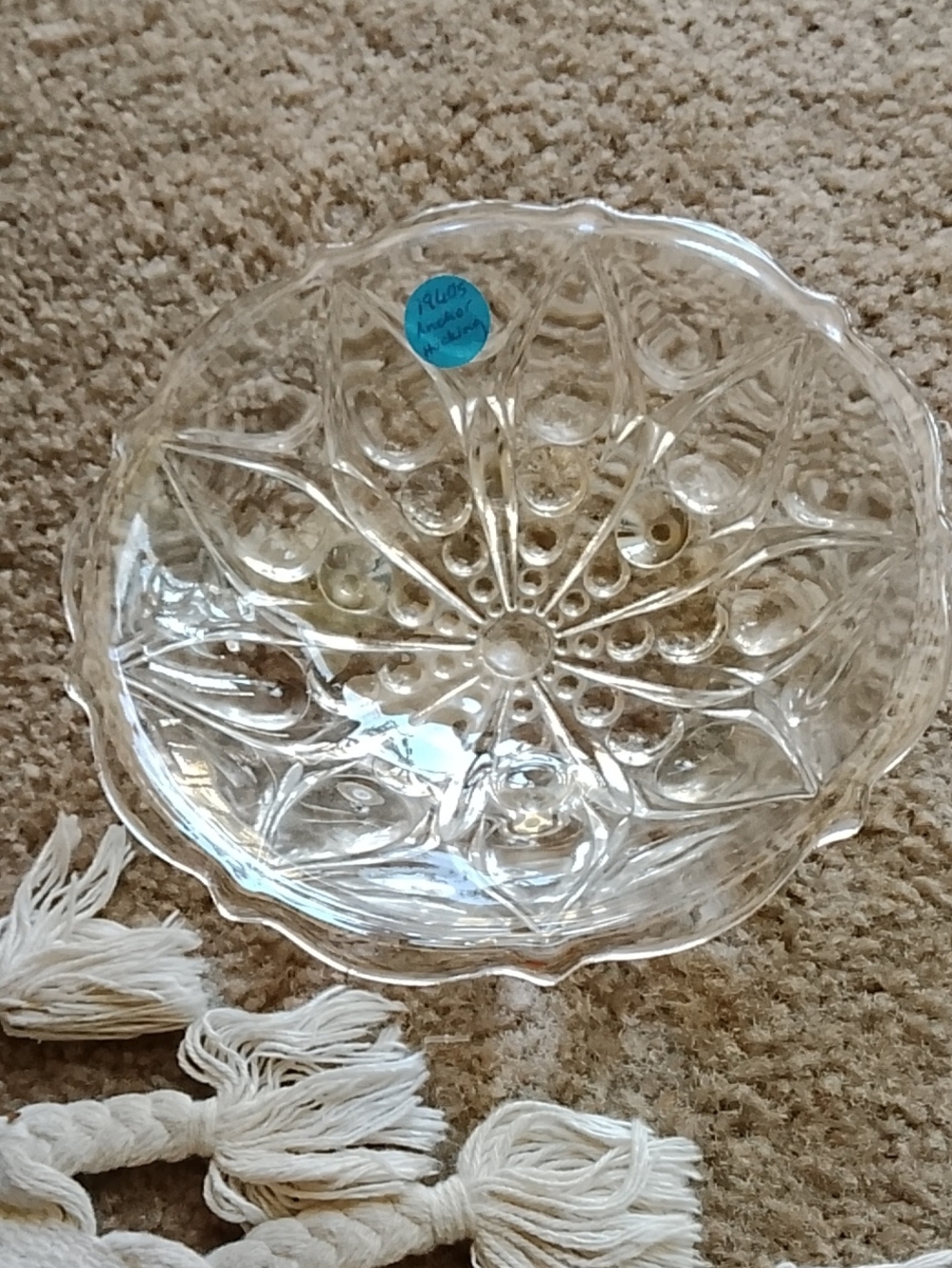 Anchor Hocking 3 Footed Clear Pressed Glass Decorative Bowl